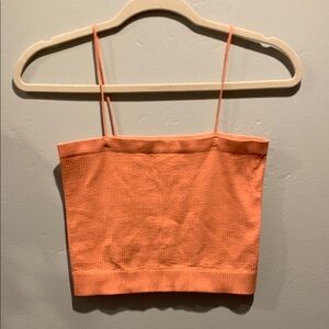 BDG Peach Ribbed Bungee Tank Top Sleeveless Crop Camisole Stretchy Large